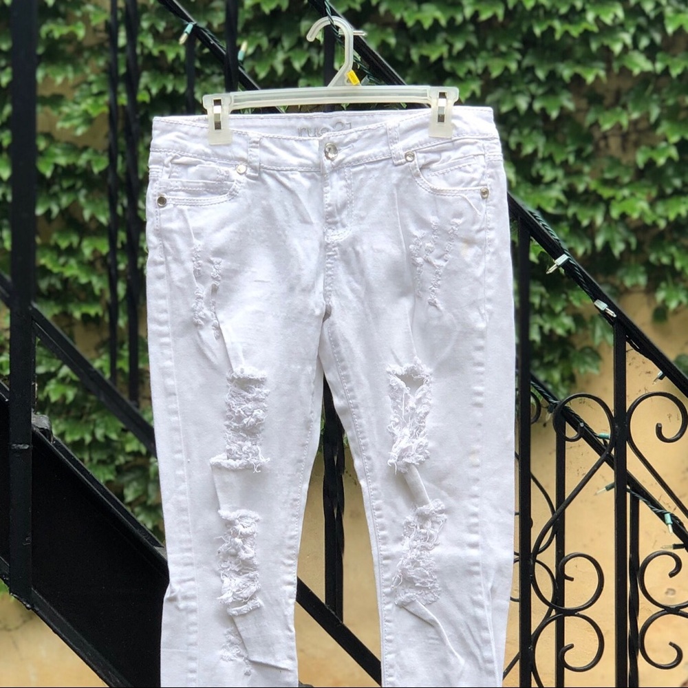Rue 21 White Distressed Denim Jeans - Picture 3 of 9